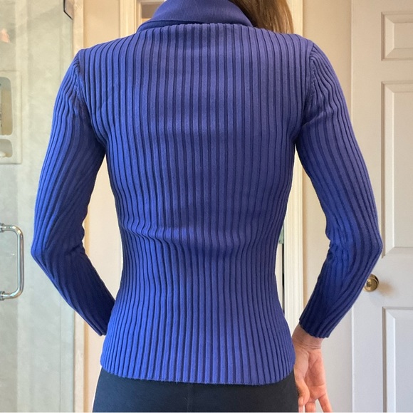 Cowl Neck Sweater, blue, soft, stretchy for multi size fit, w/ sunscreen, Sz S - Picture 6 of 8